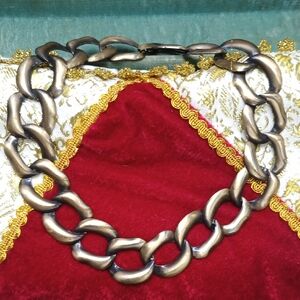 Bold Chunky Chain Necklace in Antique Gold Tone